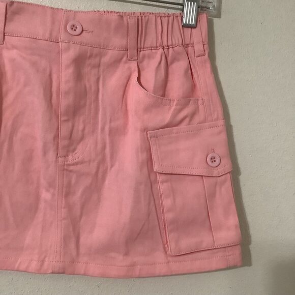 Pastel Pink Girly Feminine Preppy Coquette Casual Cargo Micro Mini Skirt Small - Picture 3 of 7